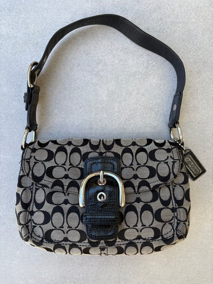 Coach Soho Black and Grey Monogram Shoulder Bag