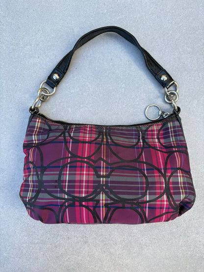 Coach Poppy Berry Tartan Plaid Shoulder Bag Two Way