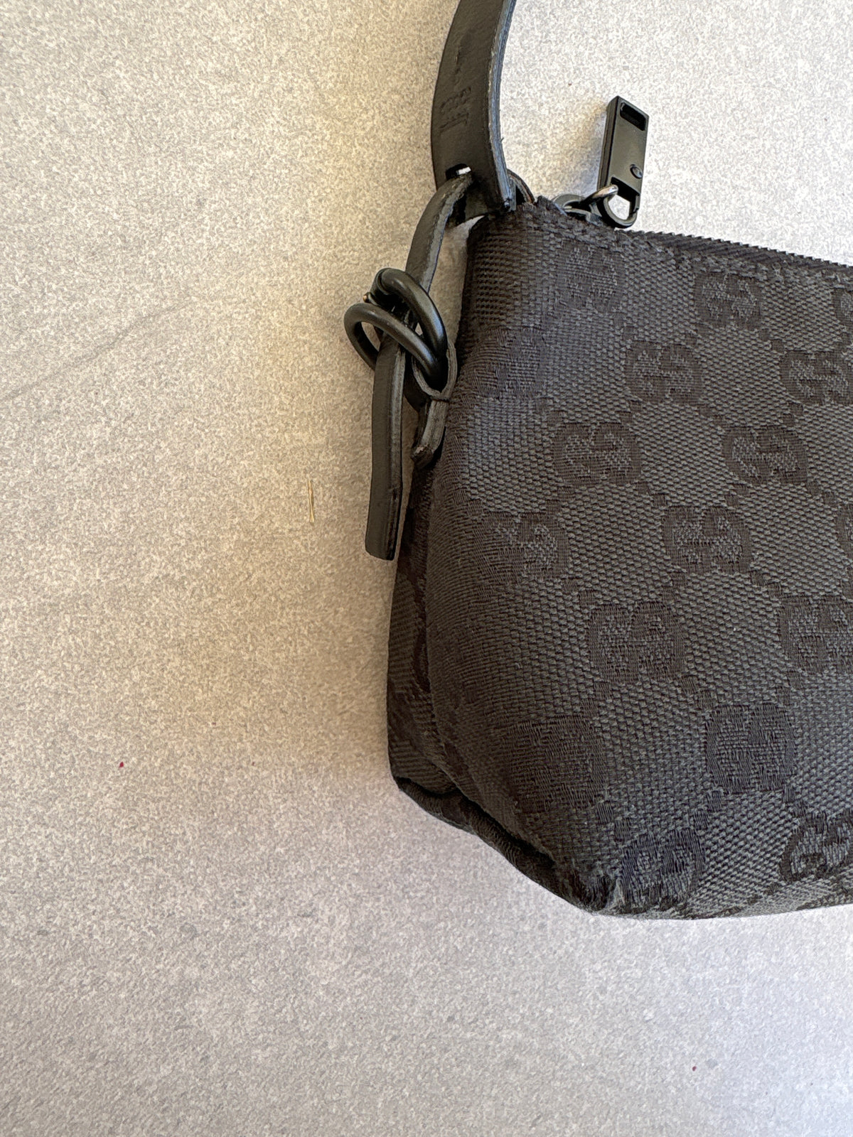 Gucci Black GG Canvas and Leather Pochette