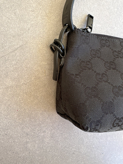 Gucci Black GG Canvas and Leather Pochette