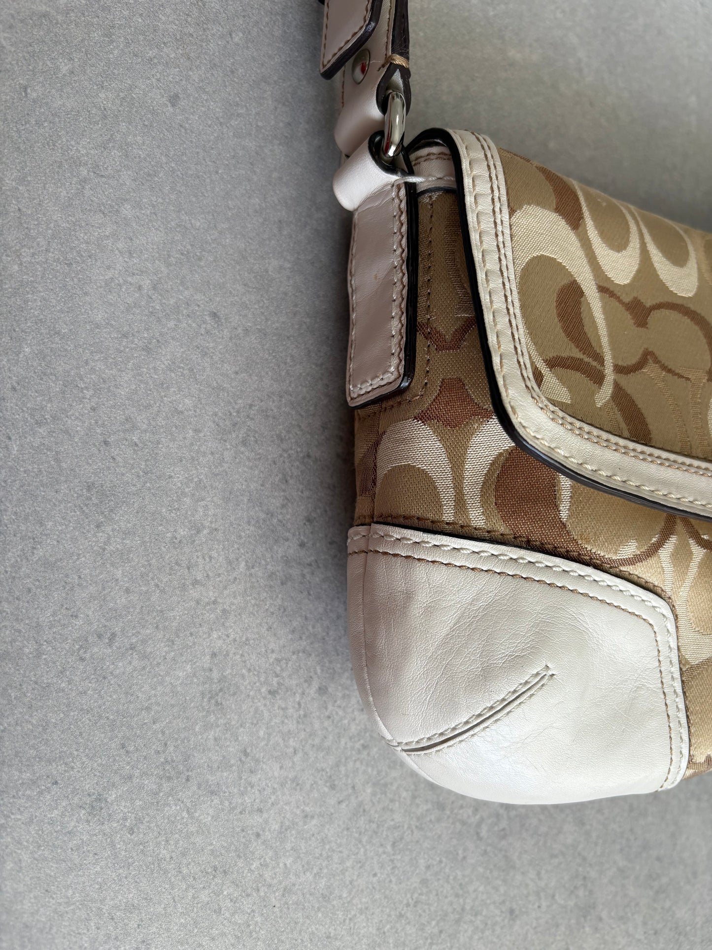 Coach Brown and Cream Optic Turnkey Shoulder Bag