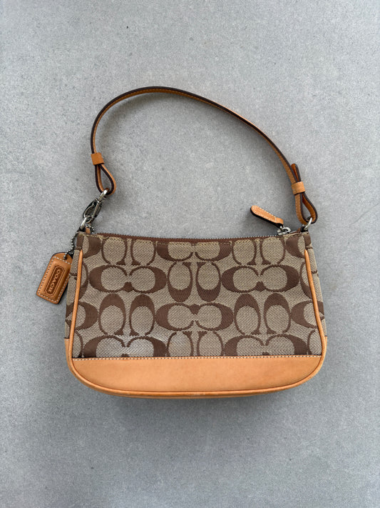 Coach Demi Beige and Brown Shoulder Bag