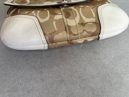Coach Brown and Cream Optic Turnkey Shoulder Bag