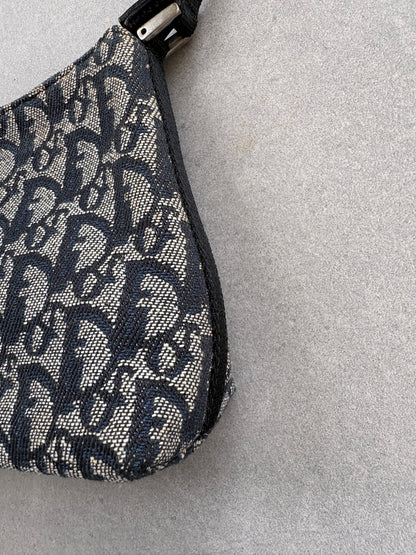 Christian Dior 2000s Blue Trotter Monogram Shoulder Bag