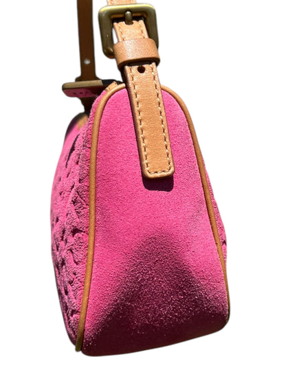 Celine Pink Suede Shoulder Bag