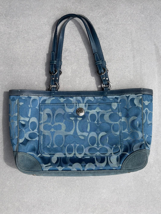 Coach Blue Optic Tote Bag