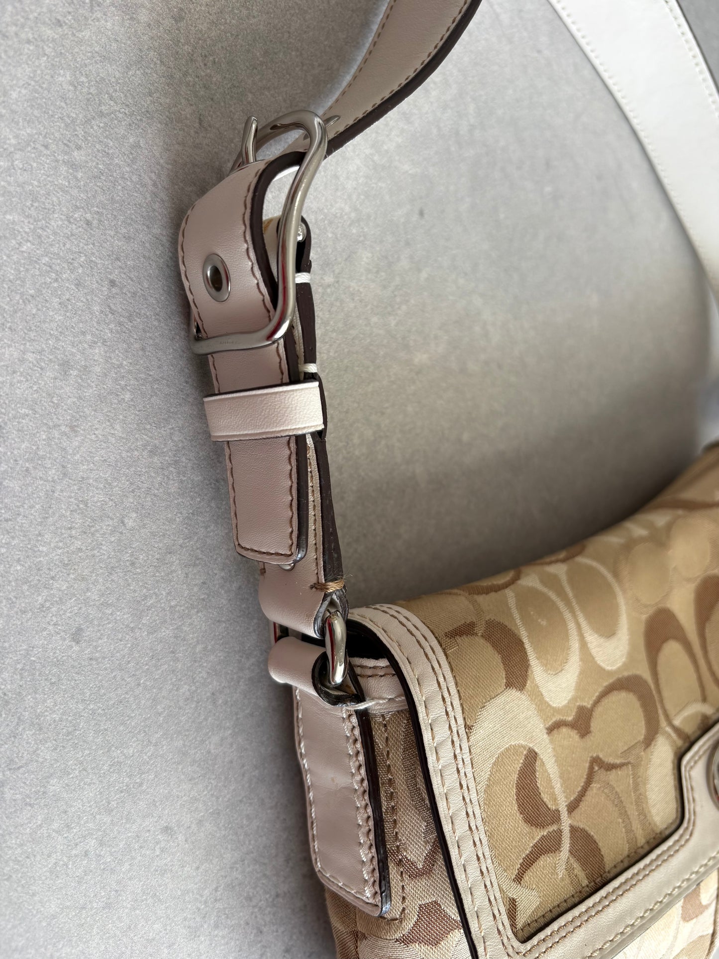 Coach Brown and Cream Optic Turnkey Shoulder Bag