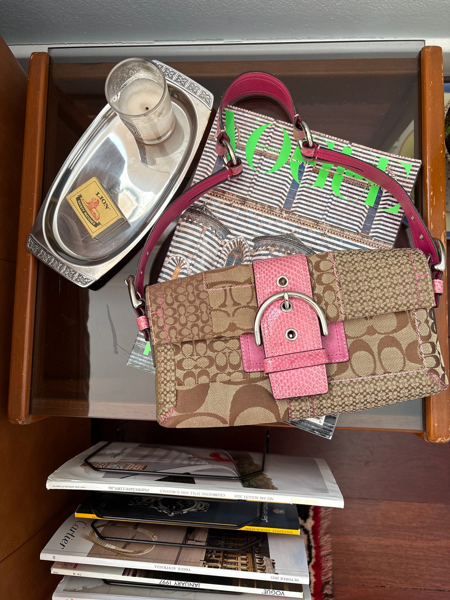 Coach Exotics Soho Patchwork with Pink Snakeskin Shoulder Bag