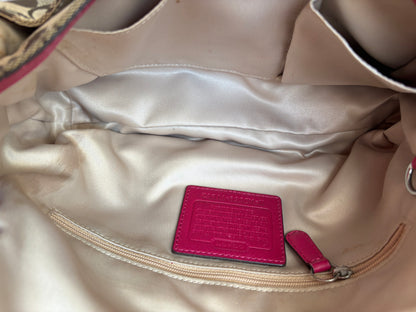 Coach Soho Signature Monogram with Pink Leather Shoulder Bag