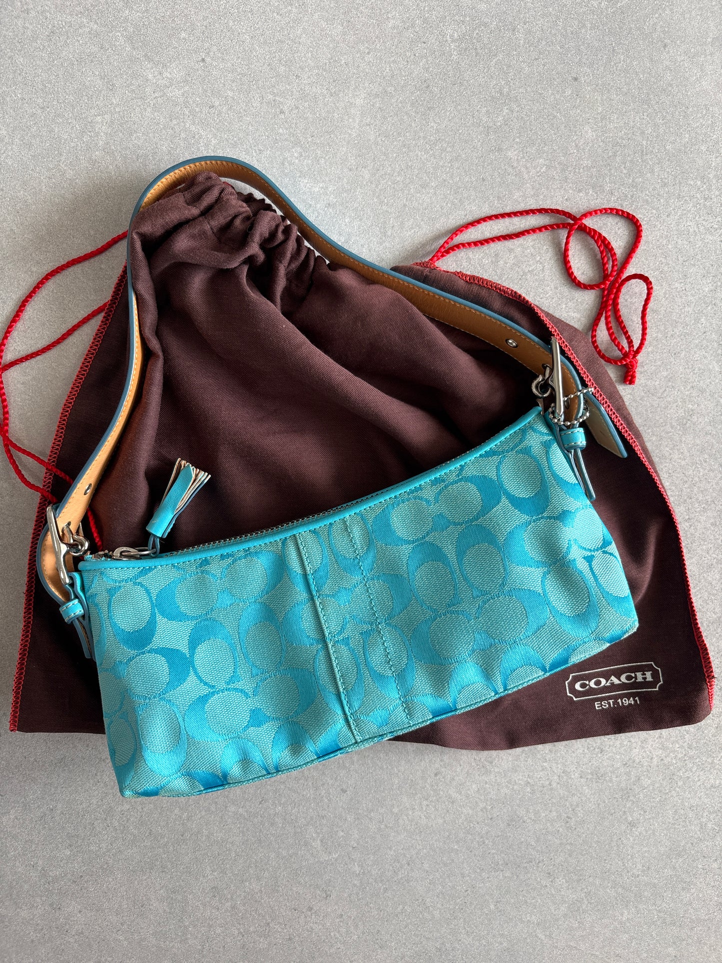 Coach Demi RARE Blue Baguette Shoulder Bag