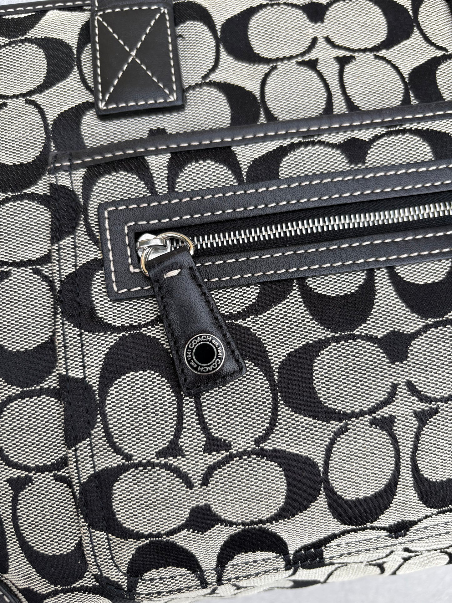 Coach Black Monogram Signature Tote Bag