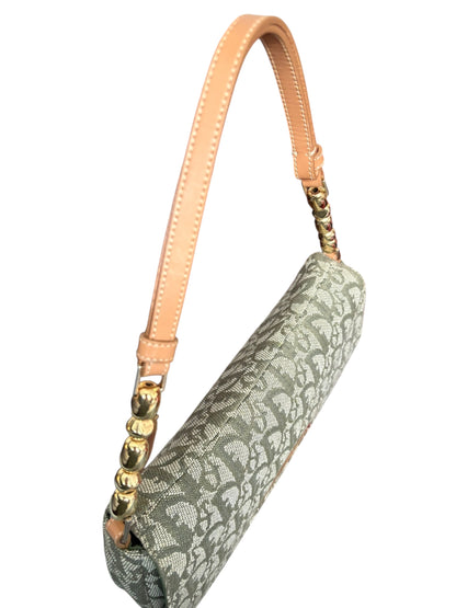 Christian Dior 2000s Green Trotter Monogram Malice Shoulder Bag