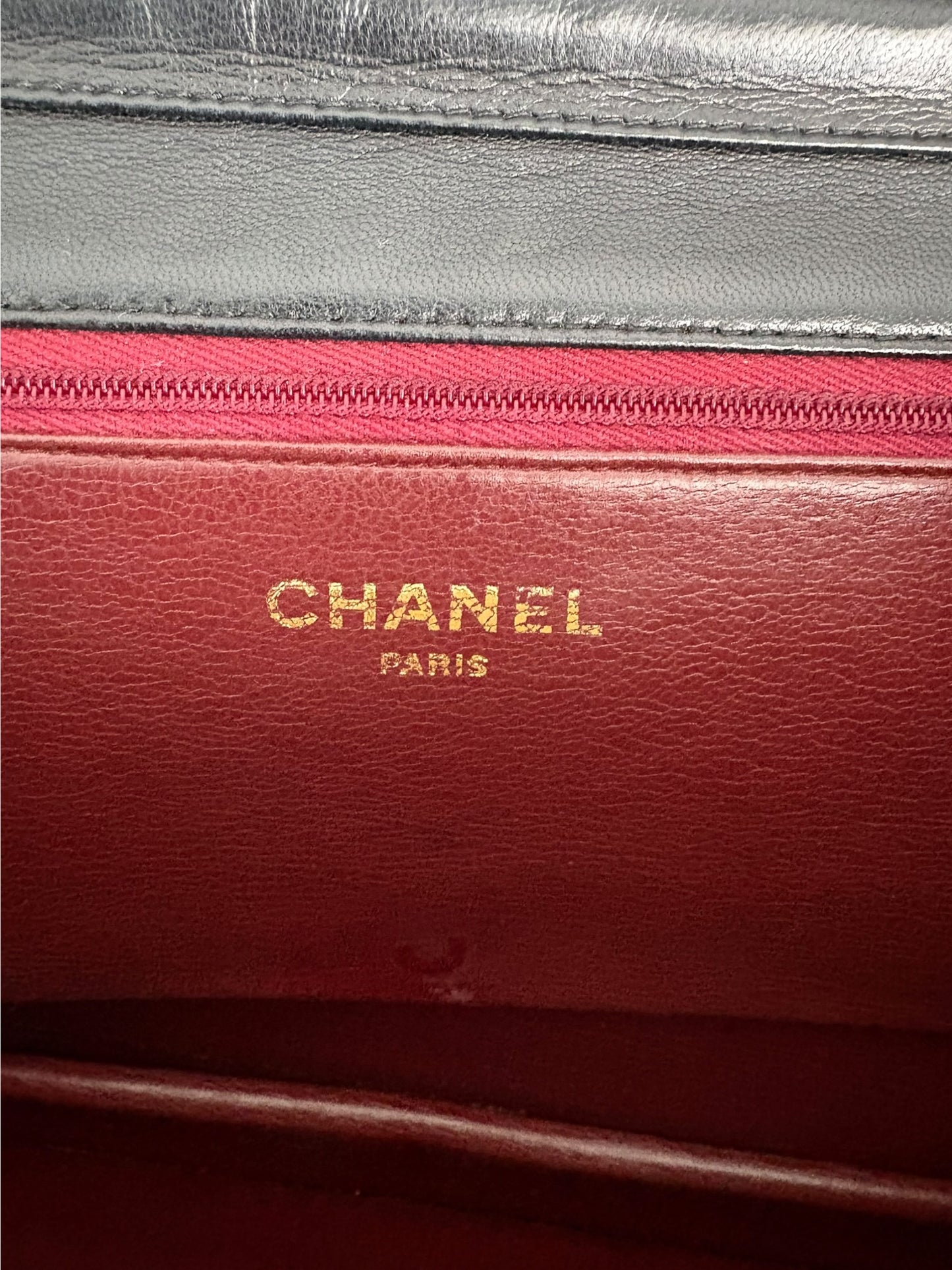 Chanel Classic Vintage Flap Black Lambskin Leather Shoulder Bag