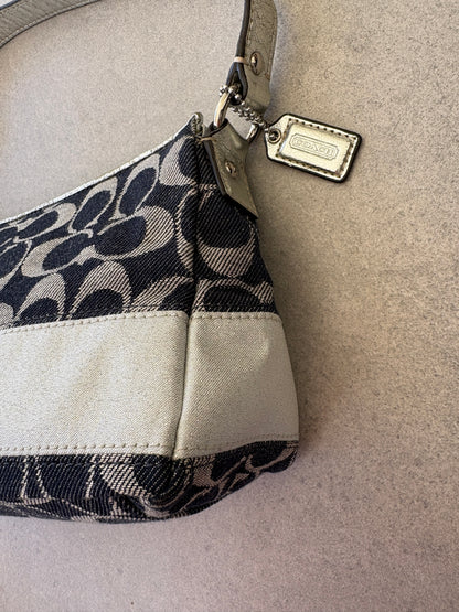 Coach Demi Denim and Silver Pouch