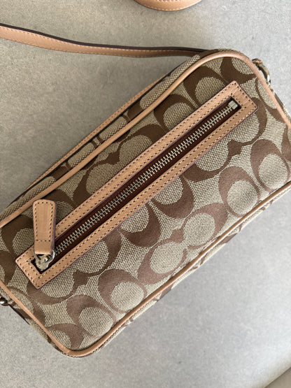 Coach Brown Canvas Signature Crossbody Bag
