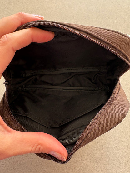 Burberry Brown Nylon Pouch & Check Wallet Gift Set with Box