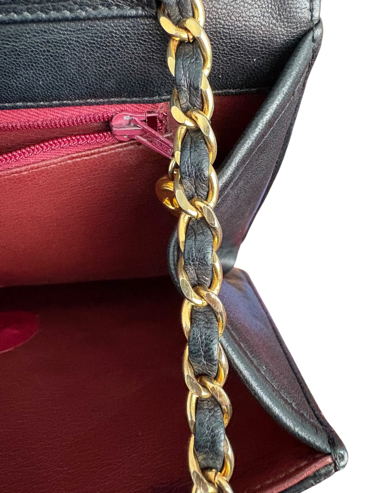 Chanel Classic Vintage Flap Black Lambskin Leather Shoulder Bag