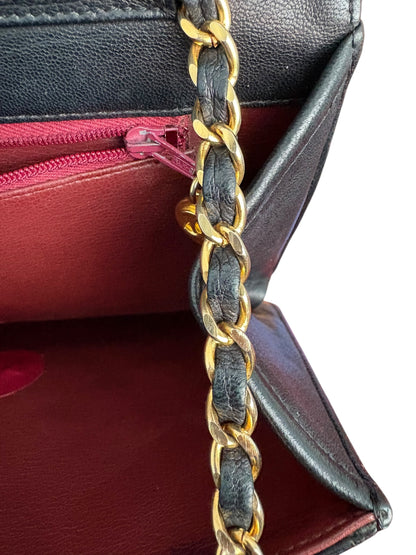 Chanel Classic Vintage Flap Black Lambskin Leather Shoulder Bag