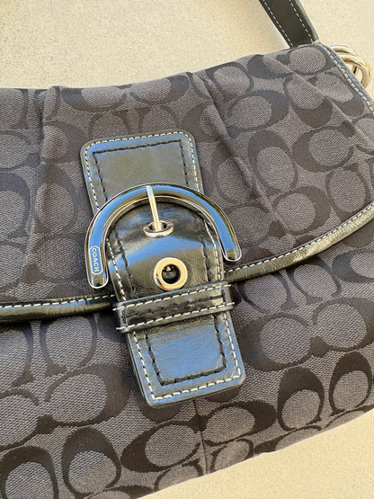Coach Soho Black Monogram Shoulder Bag