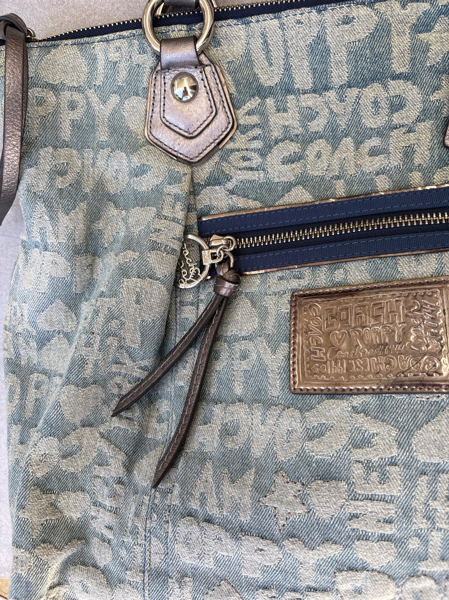 Coach Poppy Denim Tote Shoulder Bag