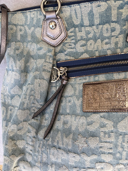 Coach Poppy Denim Tote Shoulder Bag