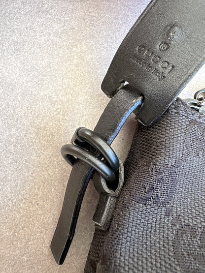 Gucci Black GG Canvas and Leather Pochette