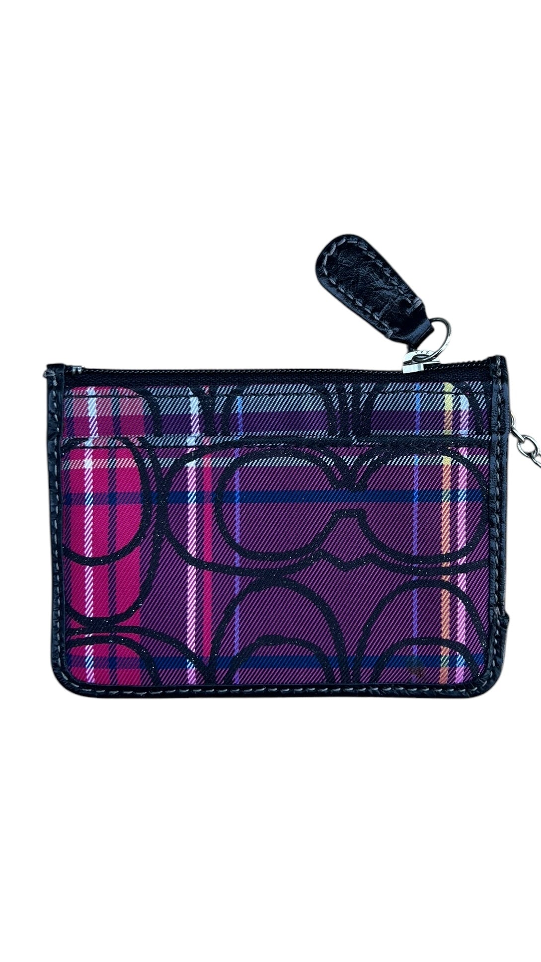 Coach Poppy Tartan Mini Skinny Card Wallet