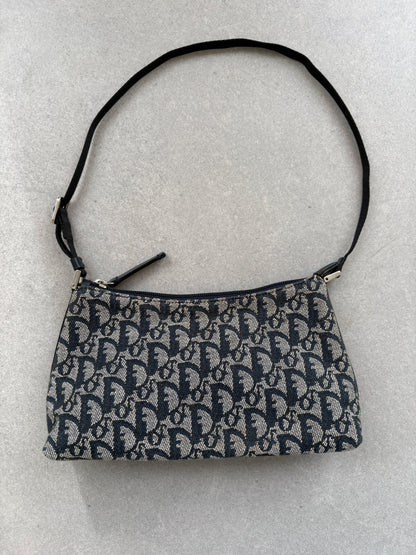Christian Dior 2000s Blue Trotter Monogram Shoulder Bag
