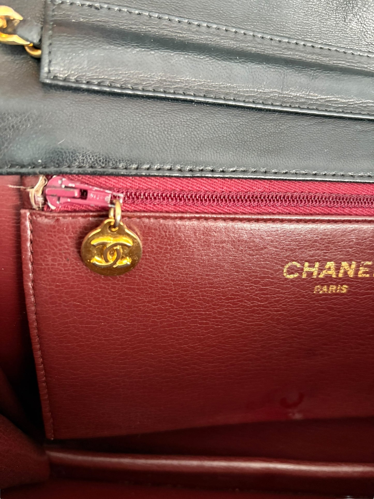 Chanel Classic Vintage Flap Black Lambskin Leather Shoulder Bag