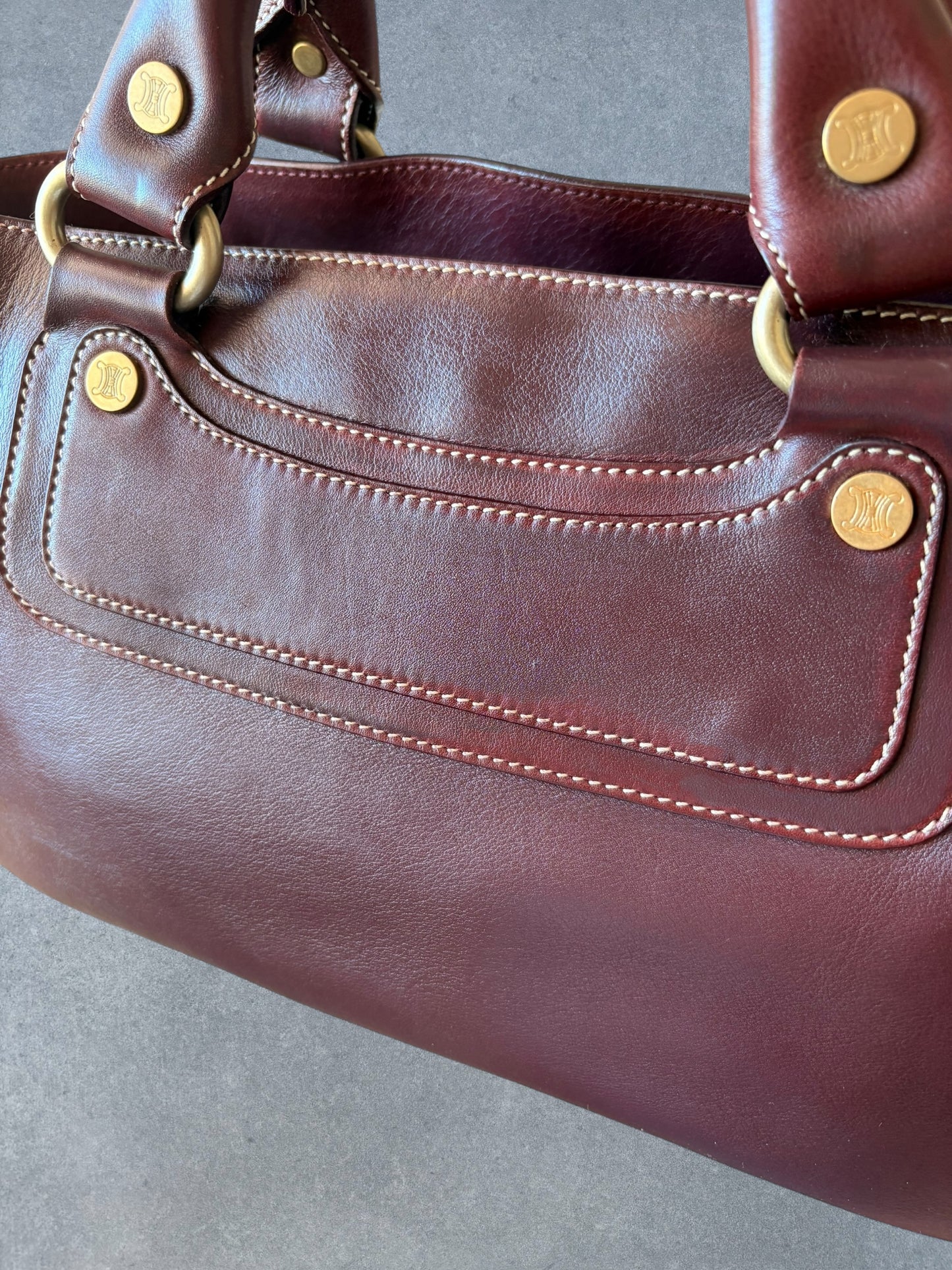 Celine Boogie Bag Maroon Leather