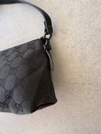 Gucci Black GG Canvas and Leather Pochette