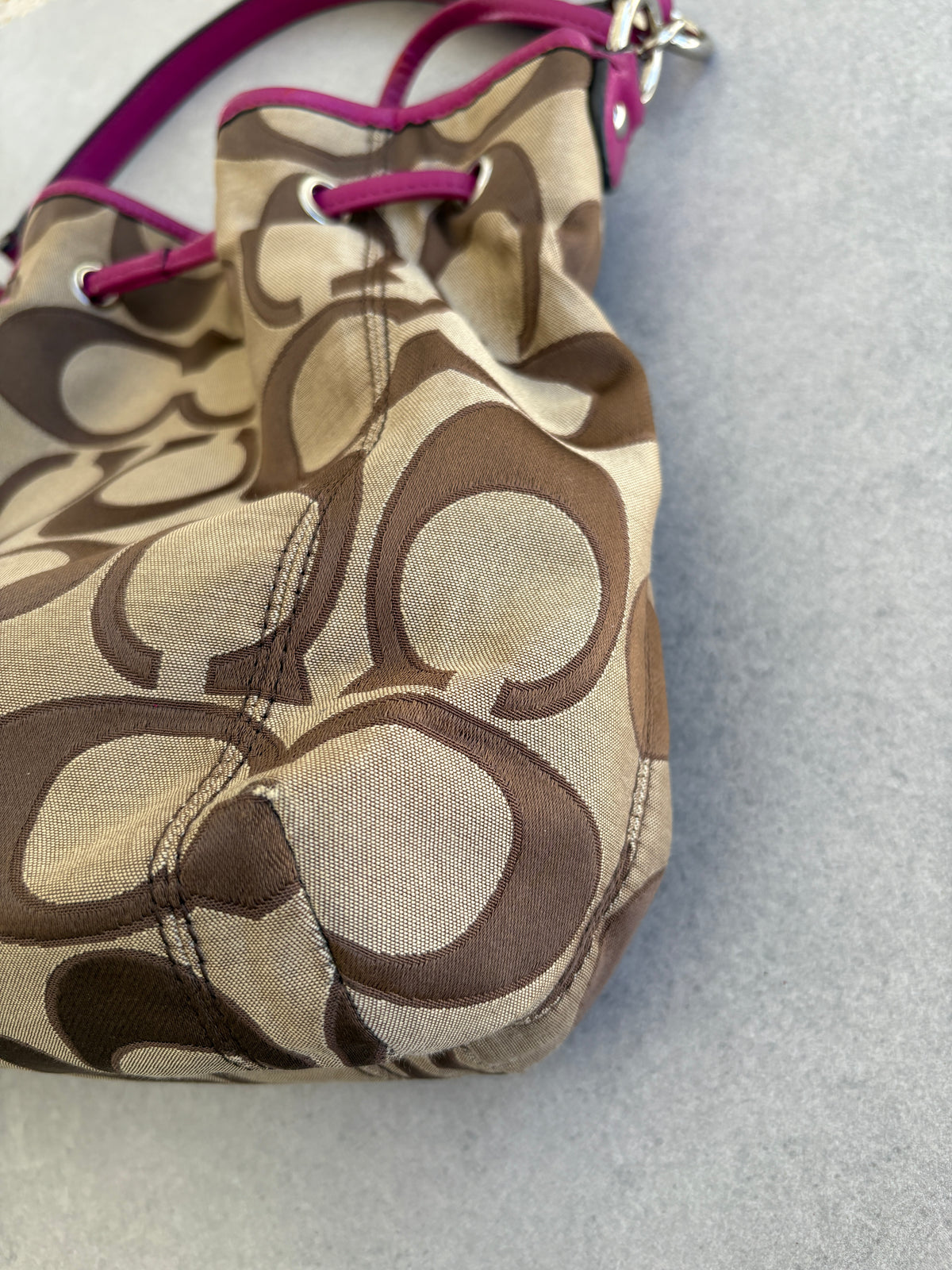 Coach Beige and Pink Monogram Two-way Shoulder Bag