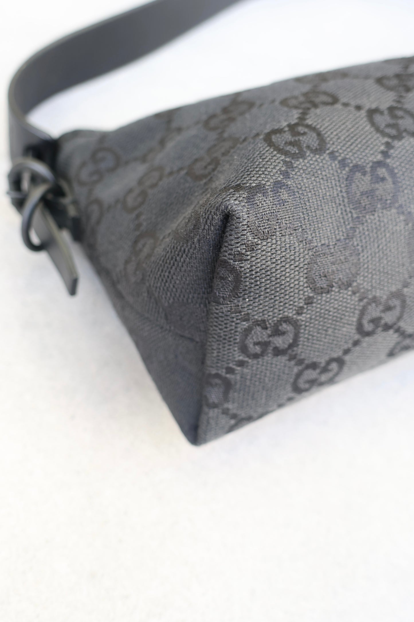 Gucci Black GG Canvas and Leather Pochette