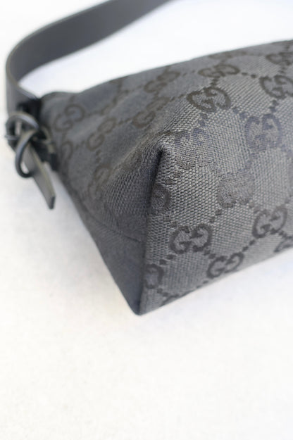 Gucci Black GG Canvas and Leather Pochette