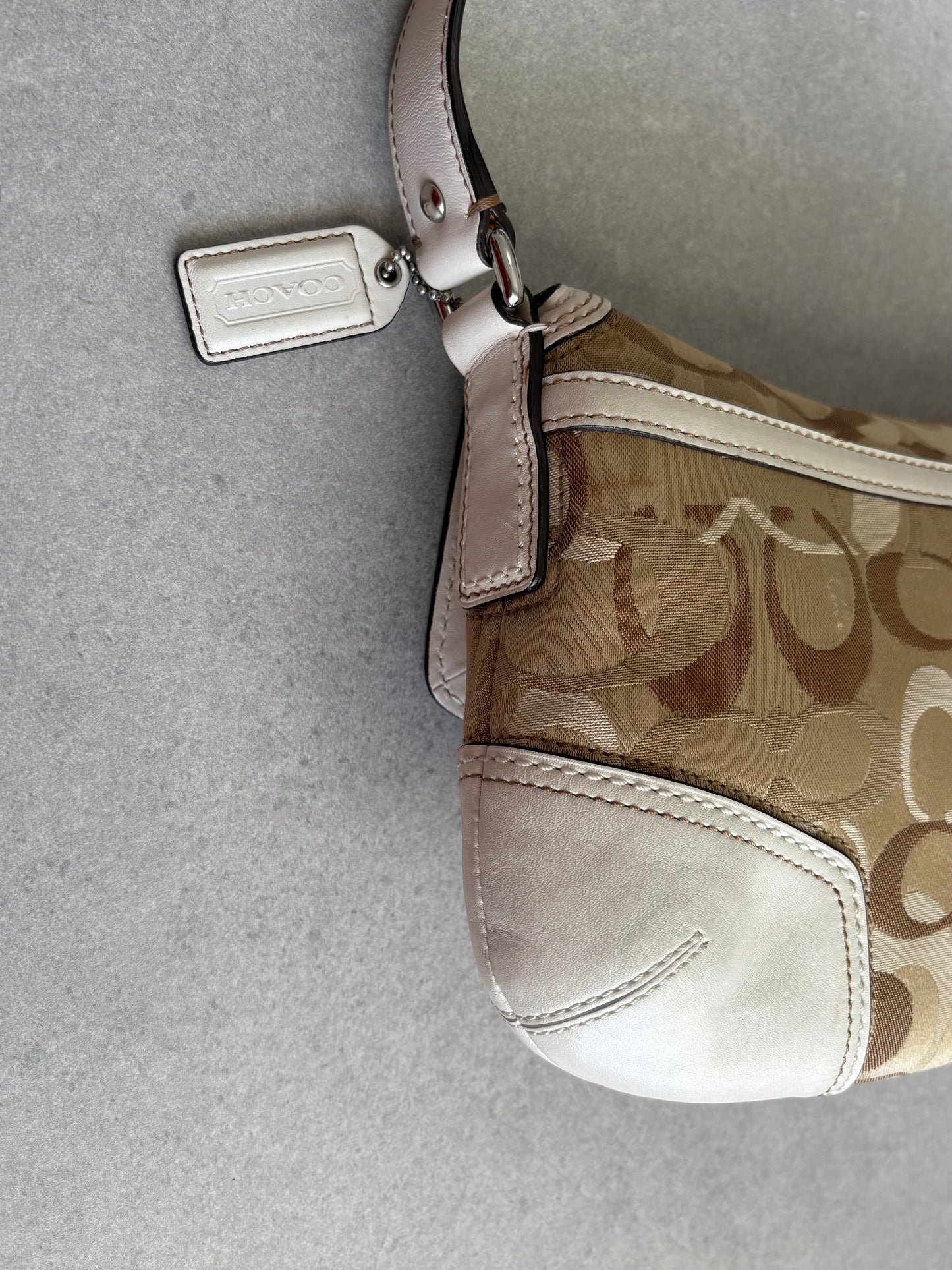 Coach Brown and Cream Optic Turnkey Shoulder Bag