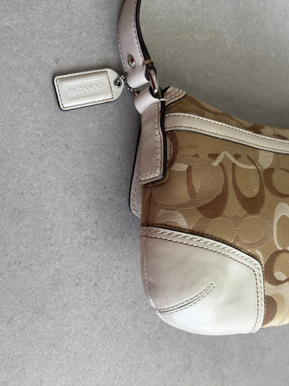 Coach Brown and Cream Optic Turnkey Shoulder Bag