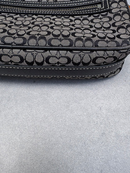 Coach Black and Grey Canvas Signature Crossbody Bag