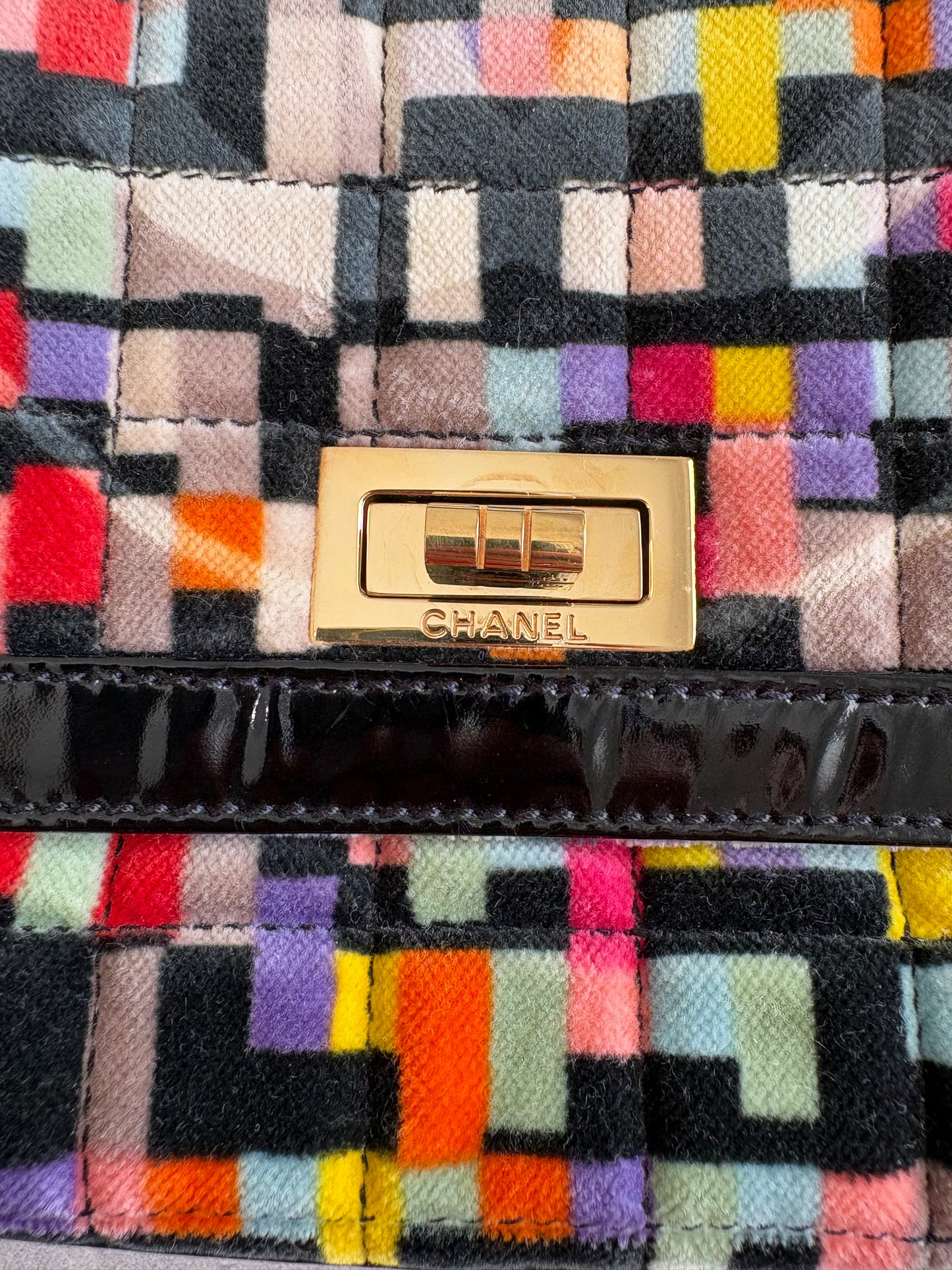 Chanel Shoulder Bag No. 6 Flap Velvet Multicolor Black