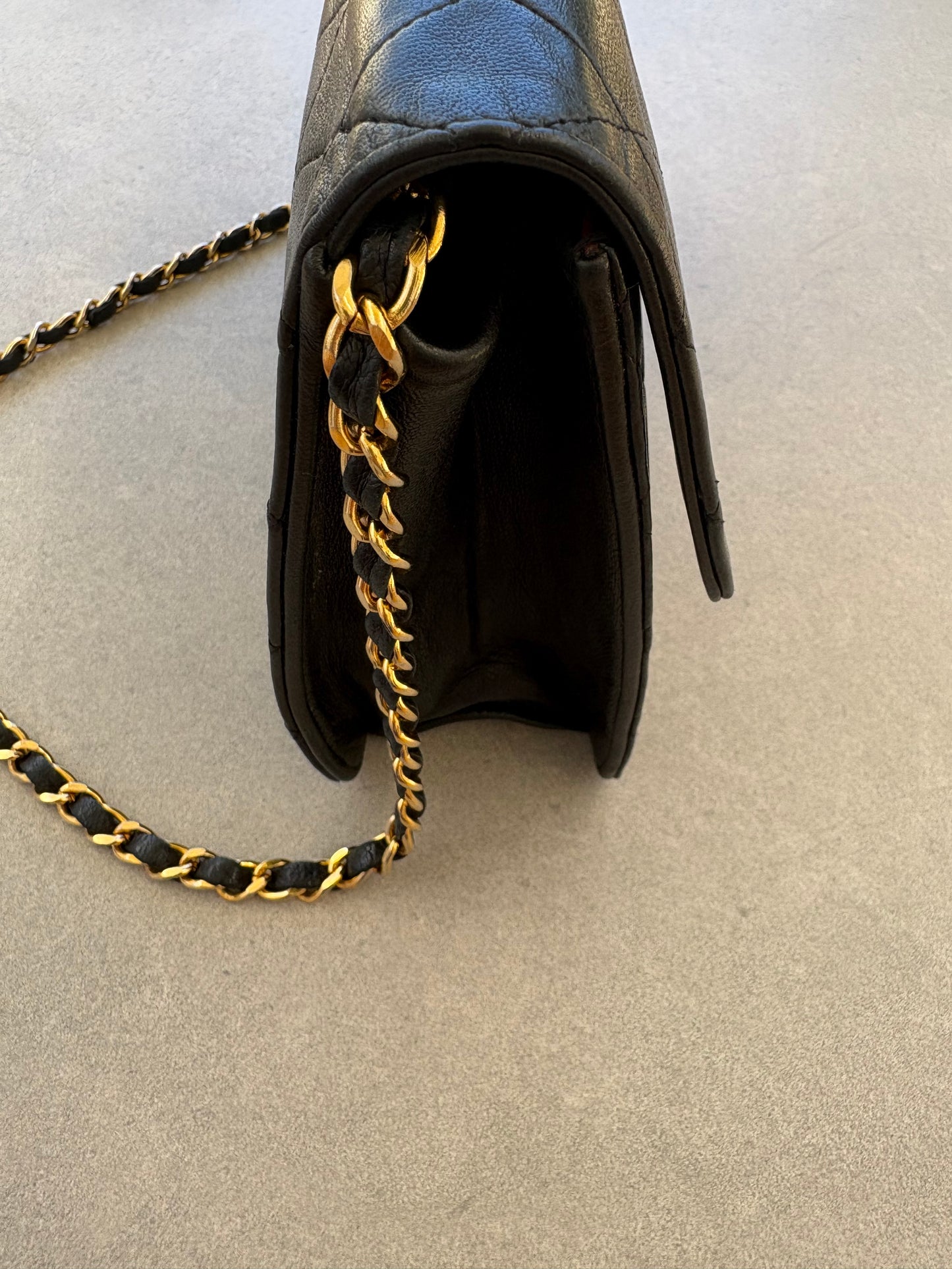 Chanel Classic Vintage Flap Black Lambskin Leather Shoulder Bag