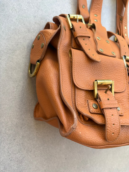 Mulberry Roxanne Tan Grained Leather Satchel Bag