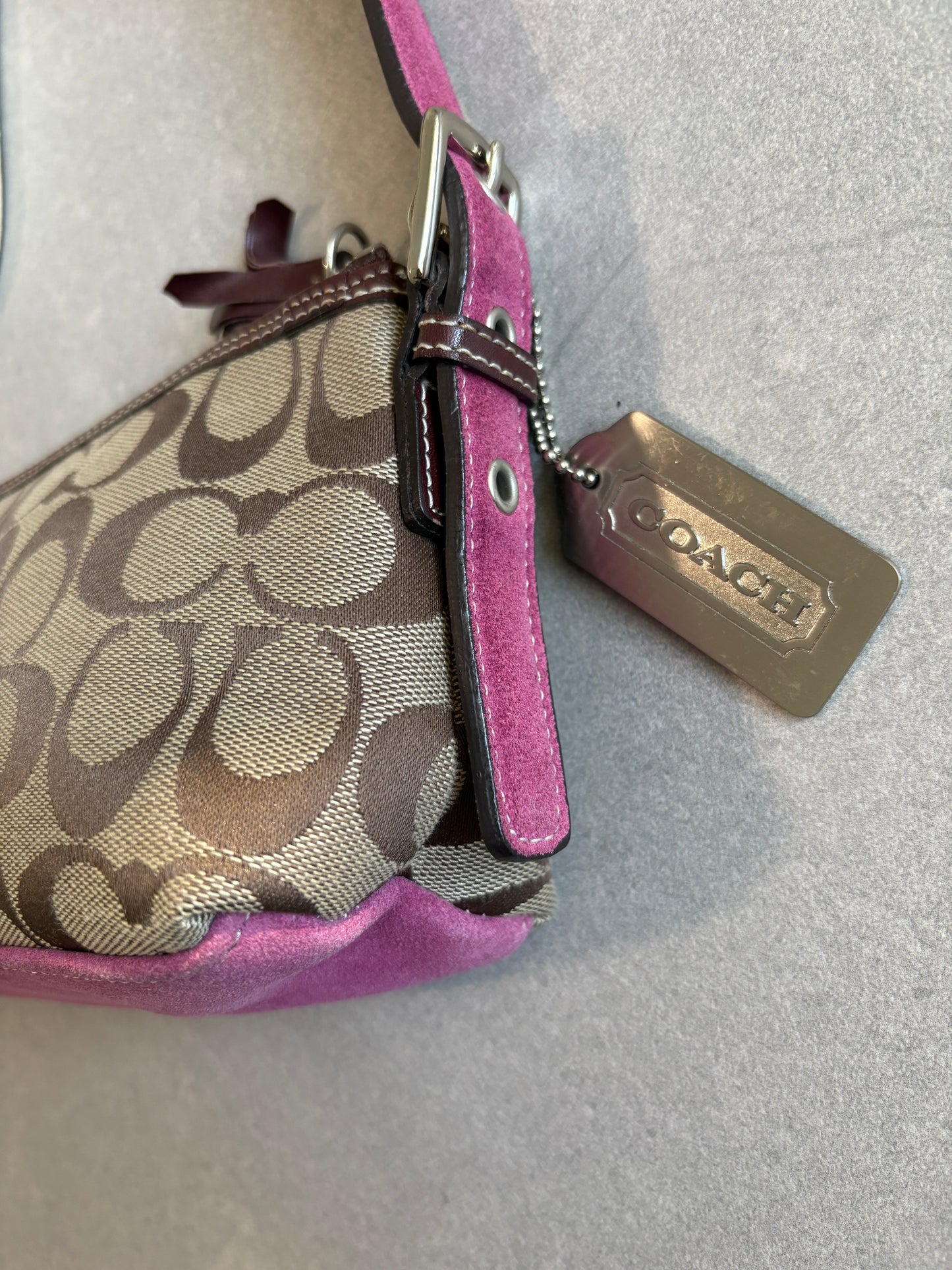 Coach Hampton Pink and Beige Shoulder Bag