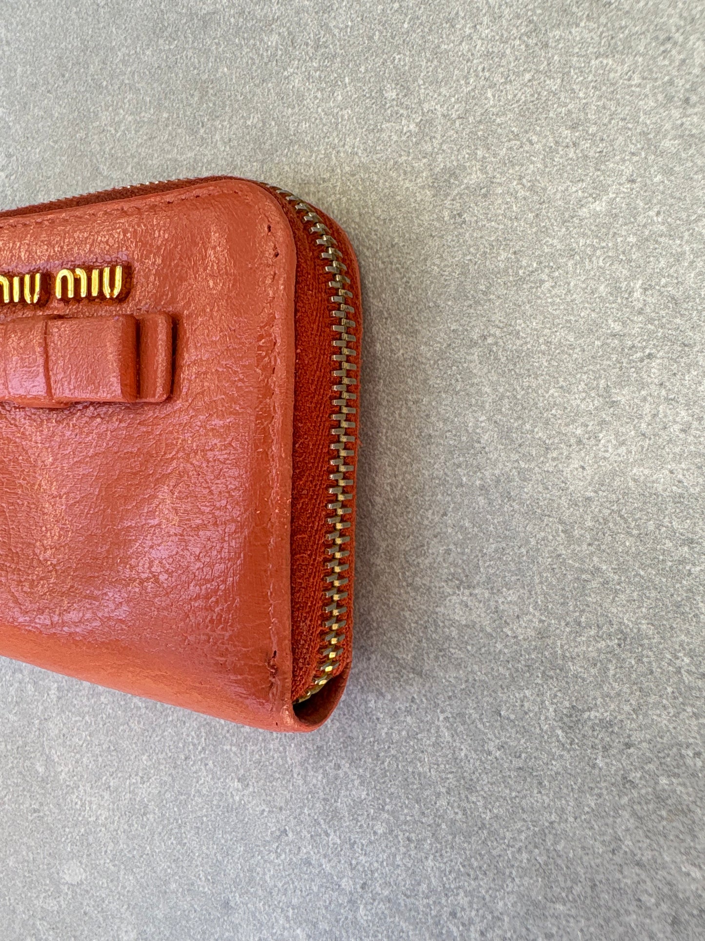 Miu Miu Orange Zipper Wallet