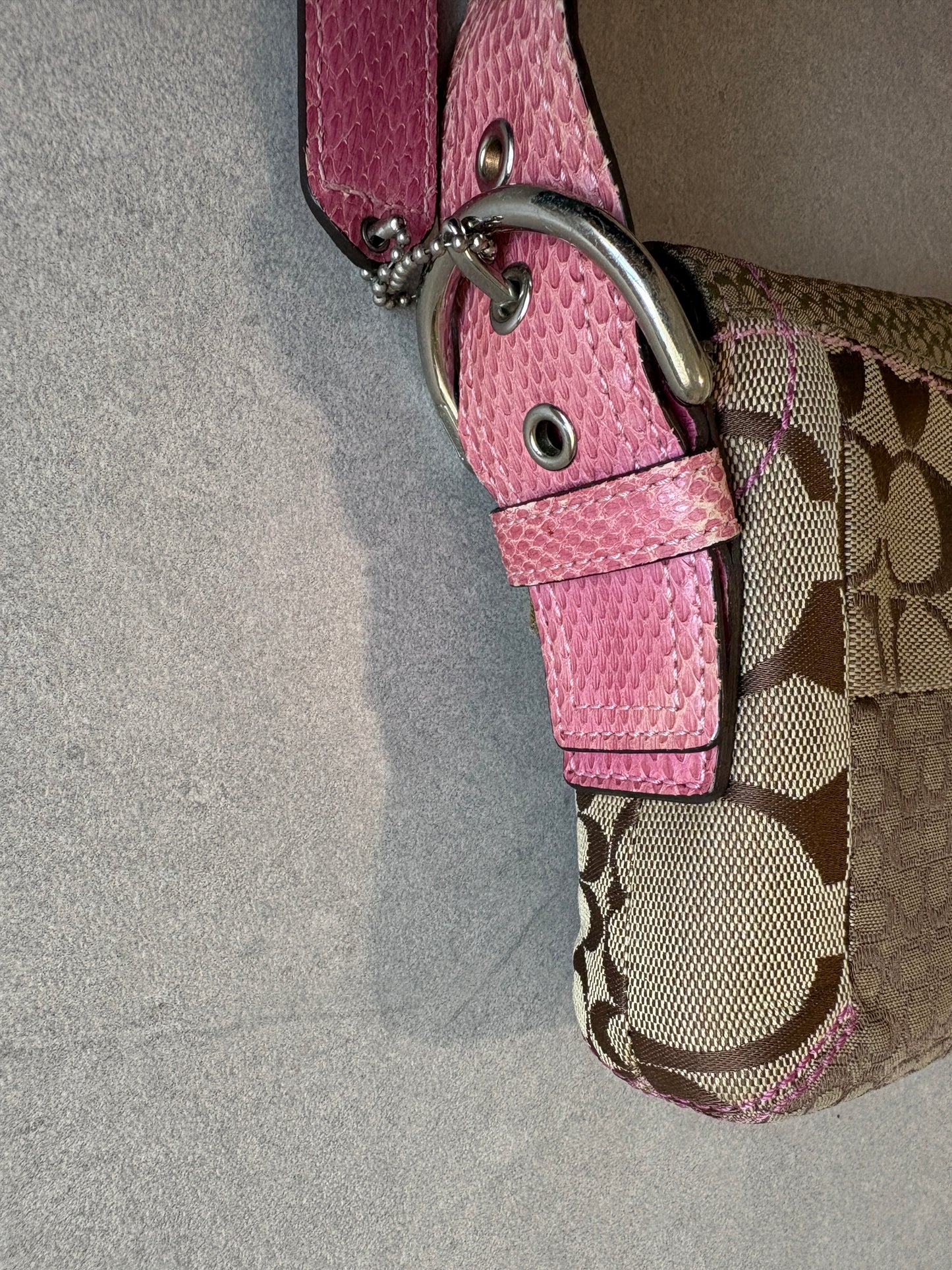 Coach Exotics Soho Patchwork with Pink Snakeskin Shoulder Bag