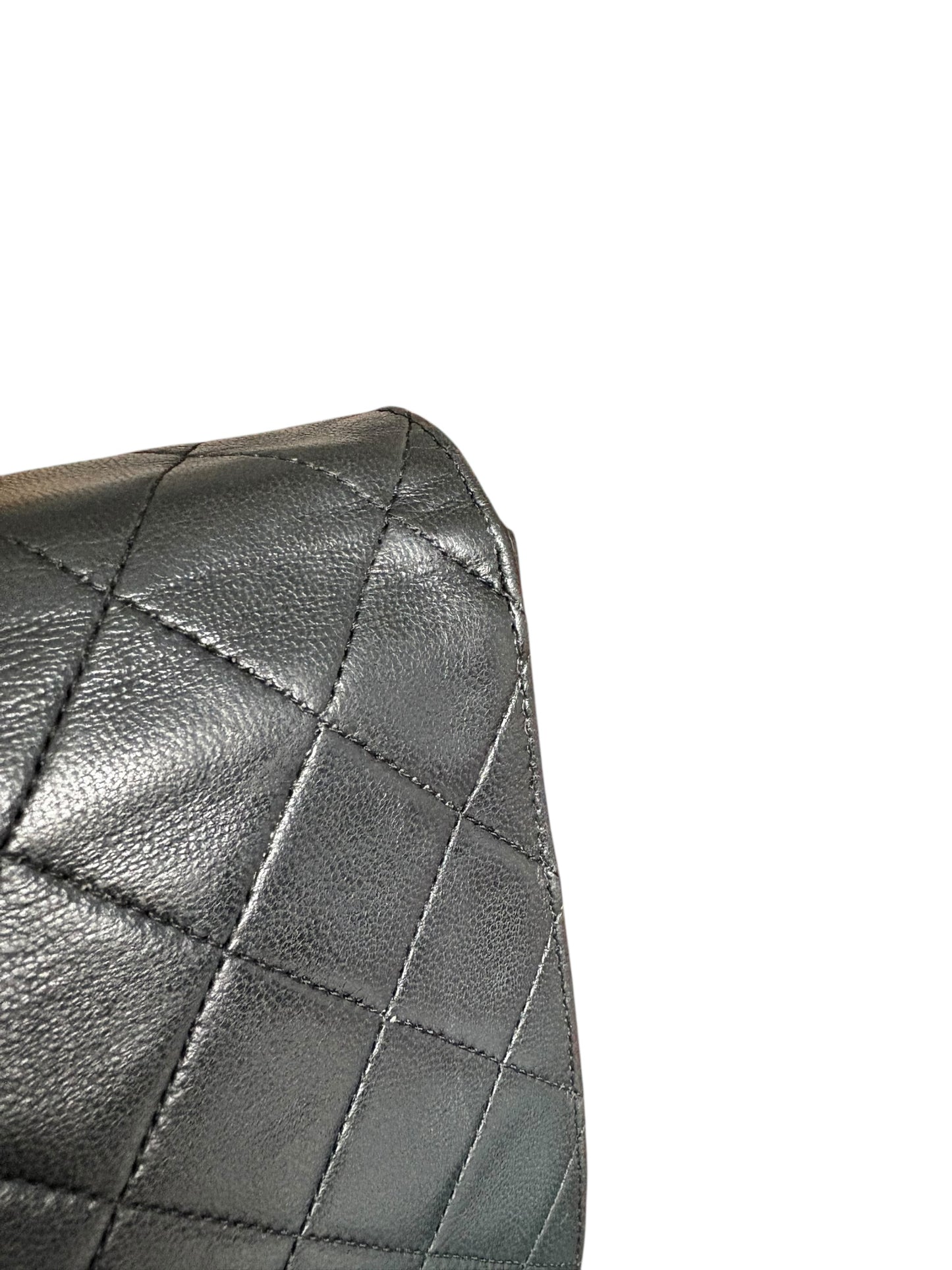 Chanel Classic Vintage Flap Black Lambskin Leather Shoulder Bag