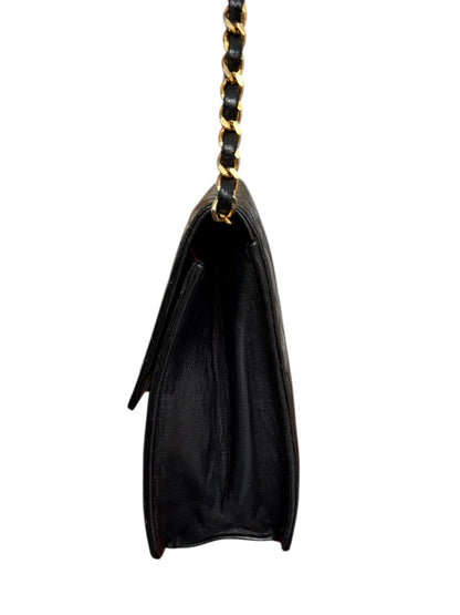 Chanel Classic Vintage Flap Black Lambskin Leather Shoulder Bag