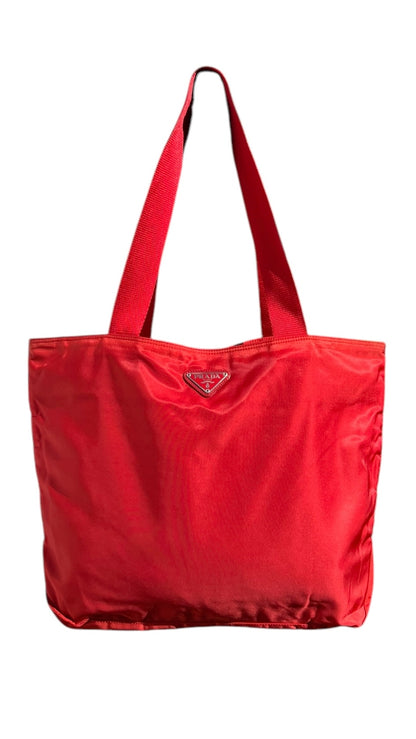 Prada Nylon Tote Bag Red