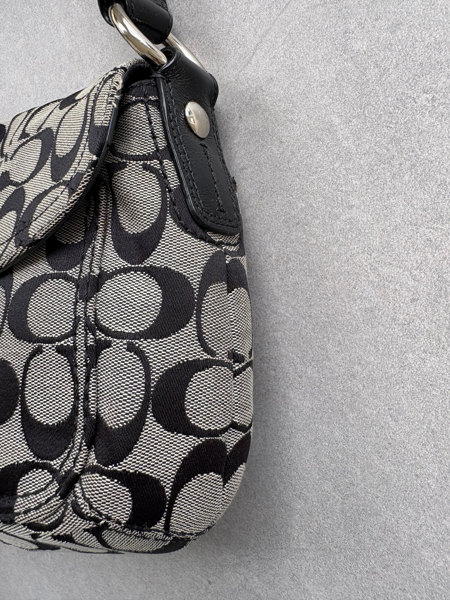 Coach Soho Black and Grey Monogram Shoulder Bag