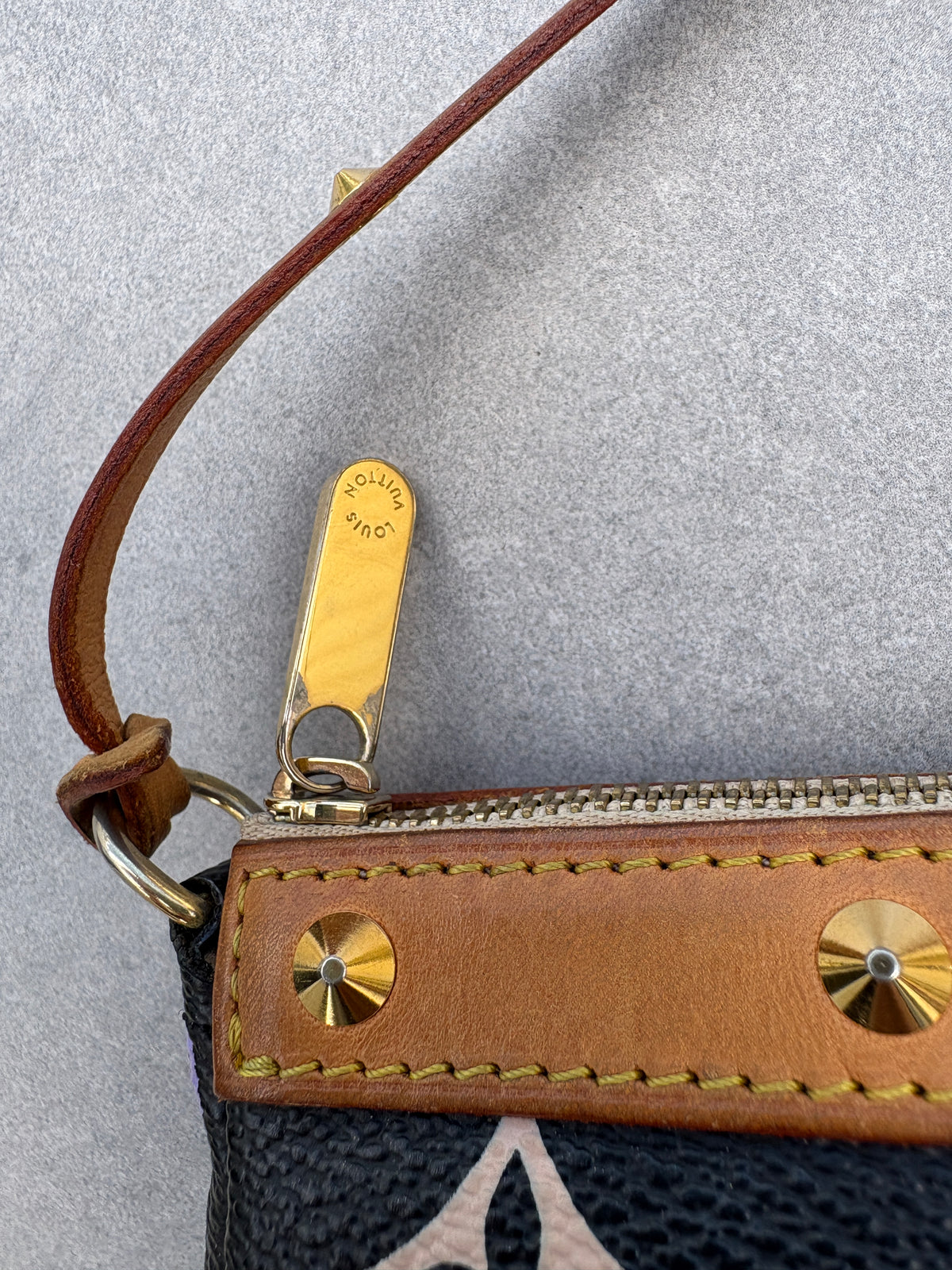 Louis Vuitton x Takashi Murakami Black Multicolour Pochette Accessoires 2000s
