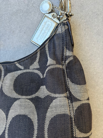 Coach Signature Denim Navy/Silver Shoulder Bag