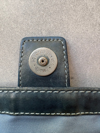 Coach Blue Suede and Canvas Optic Monogram Shoulder Bag